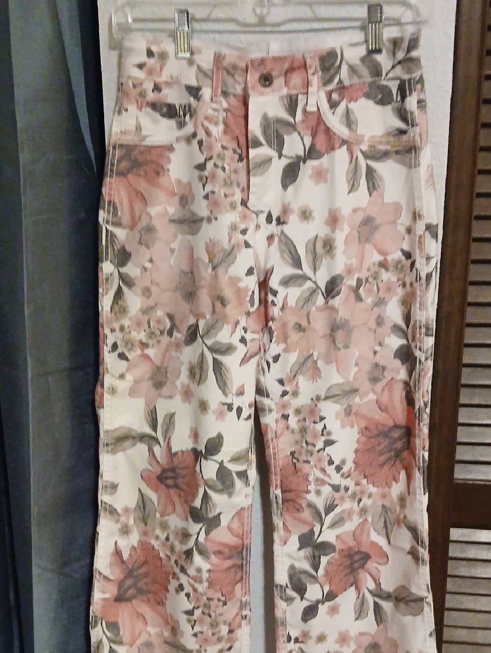 Floral Pink & Green High-Waist Jeans